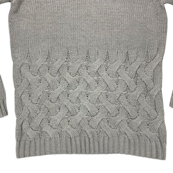 Simply Vera Vera Wang Fisherman Sweater Women S Gray Chunky Cable Knit Mockneck - Picture 6 of 16